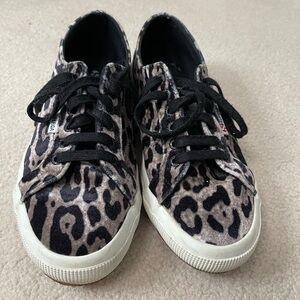 Leopard print velvet Superga sneakers size 40